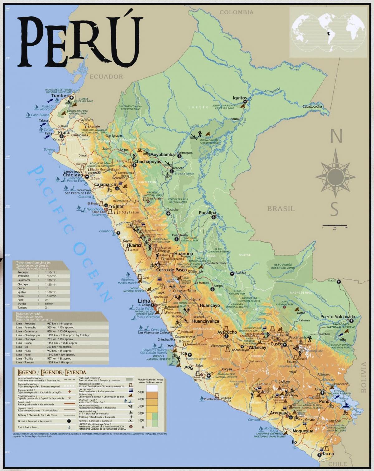 Perú atraccións turísticas mapa