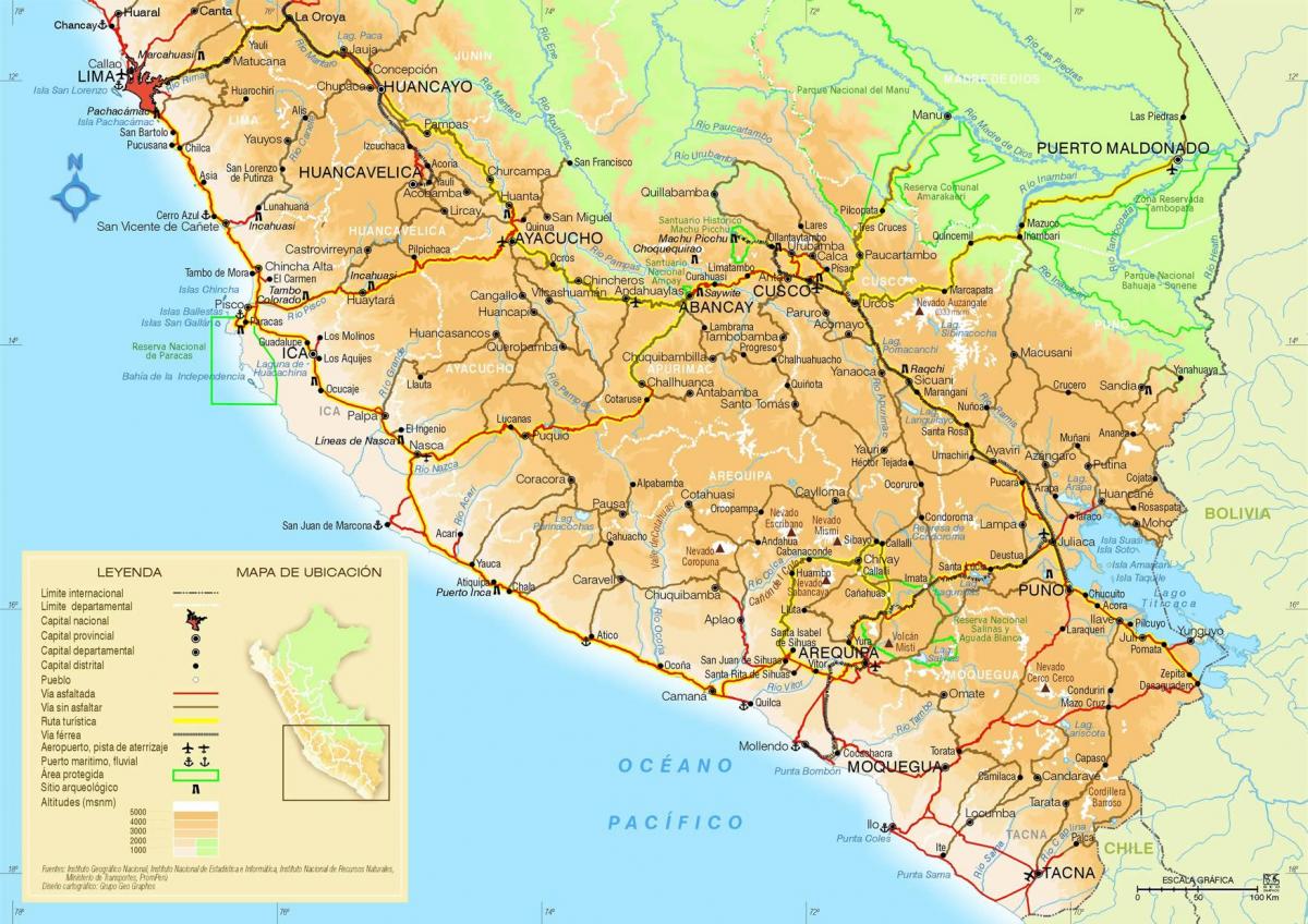 mapa do sur de Perú