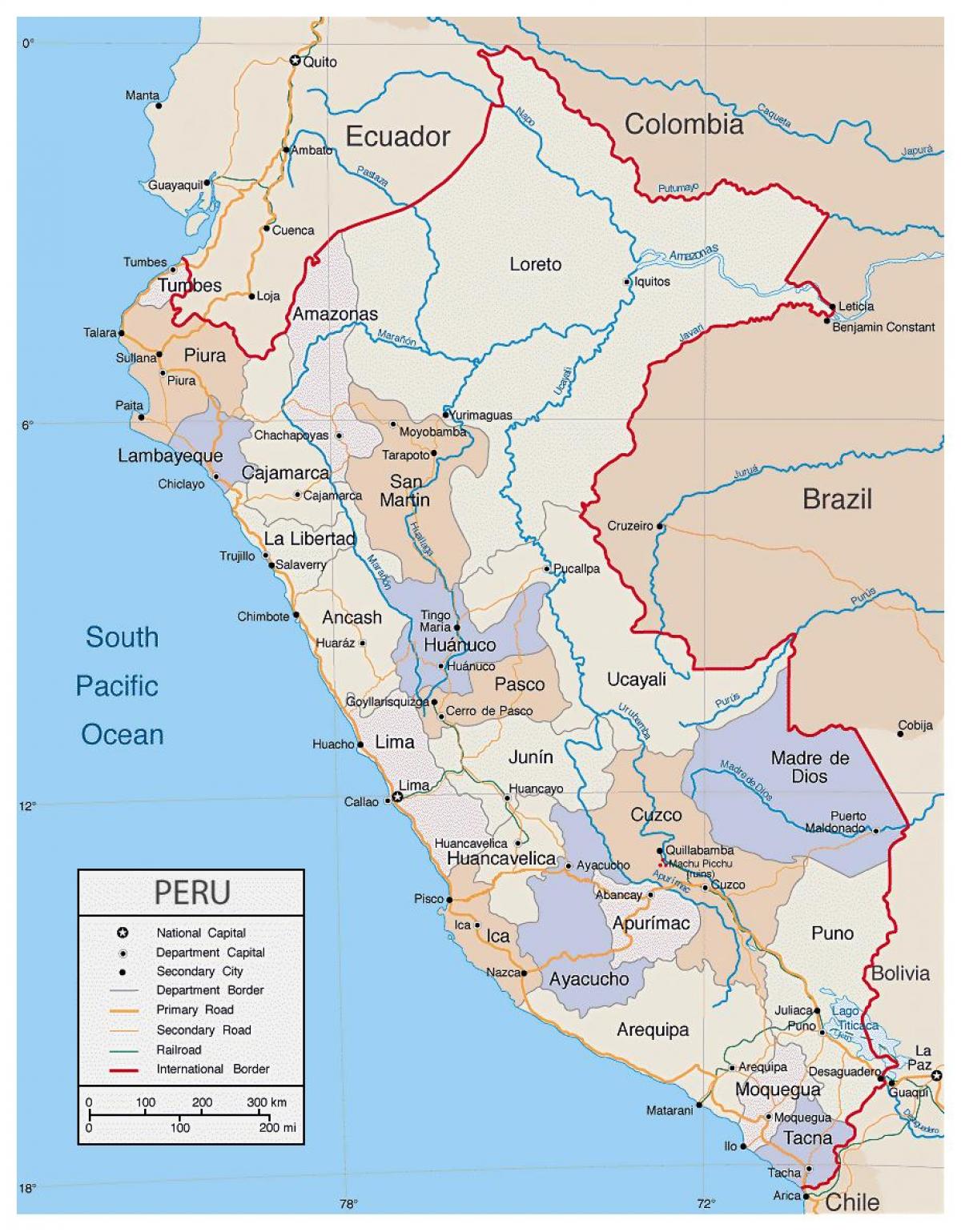 mapa de mapa detallado de Perú