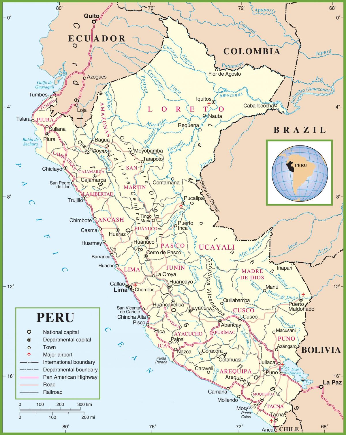 mapa de política mapa de Perú