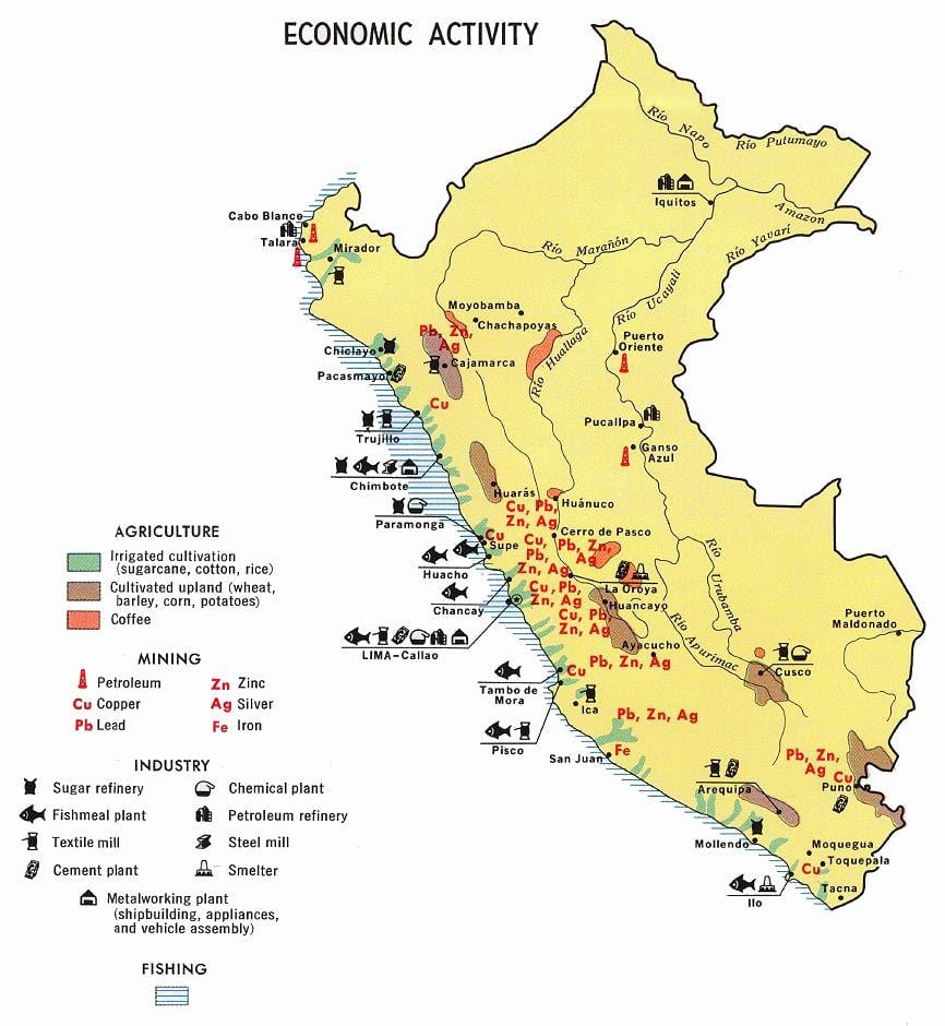 mapa de Perú agricultura