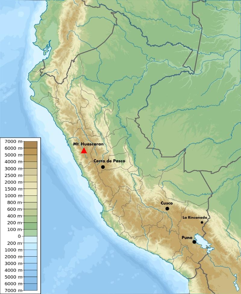 altitude mapa de Perú