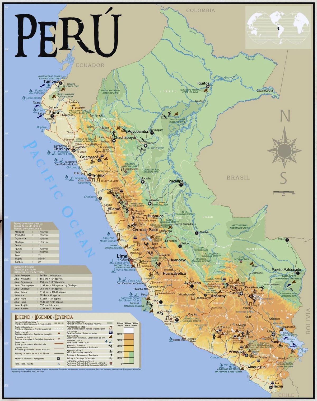Perú atraccións turísticas mapa