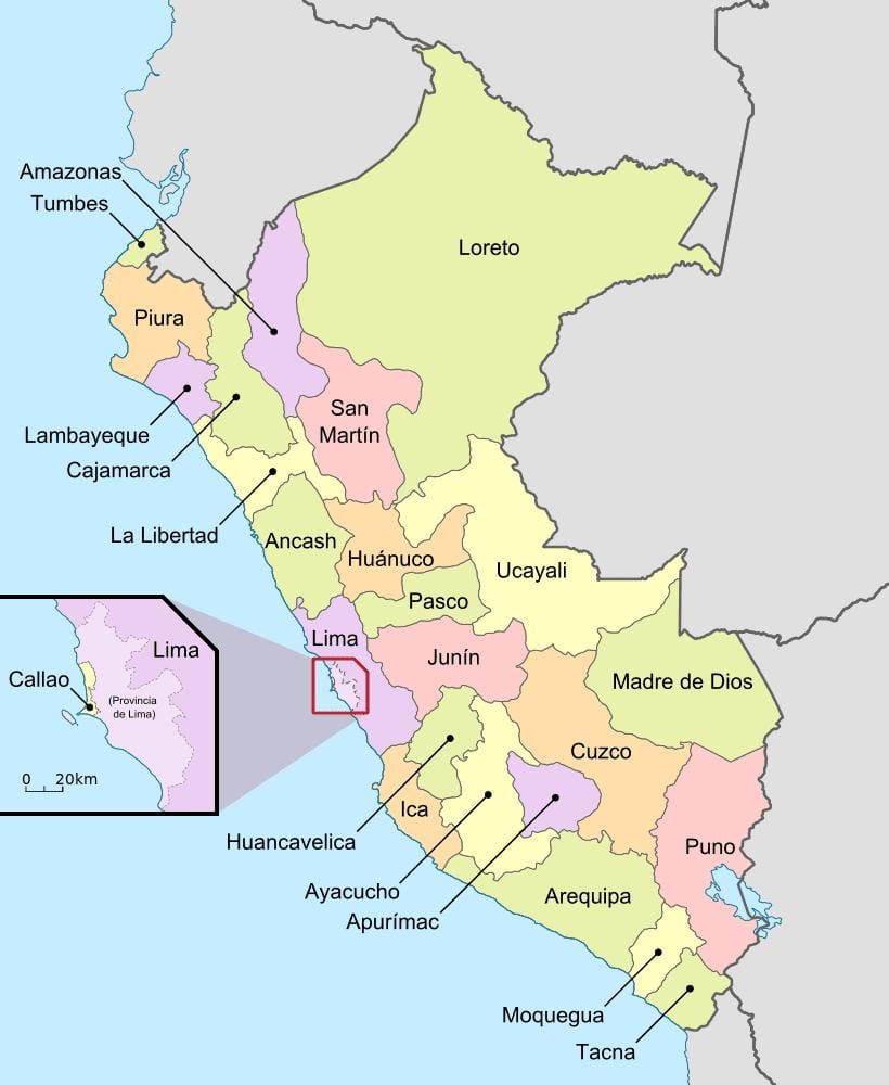 o mapa de Perú