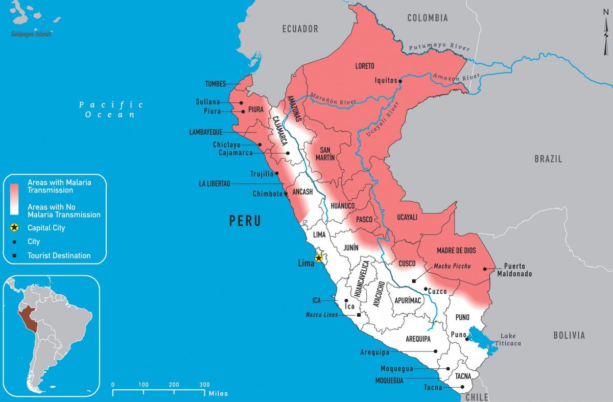 mapa de Perú malaria