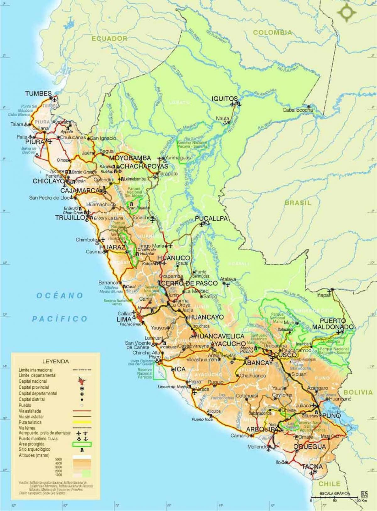 cordilleira dos andes de Perú mapa