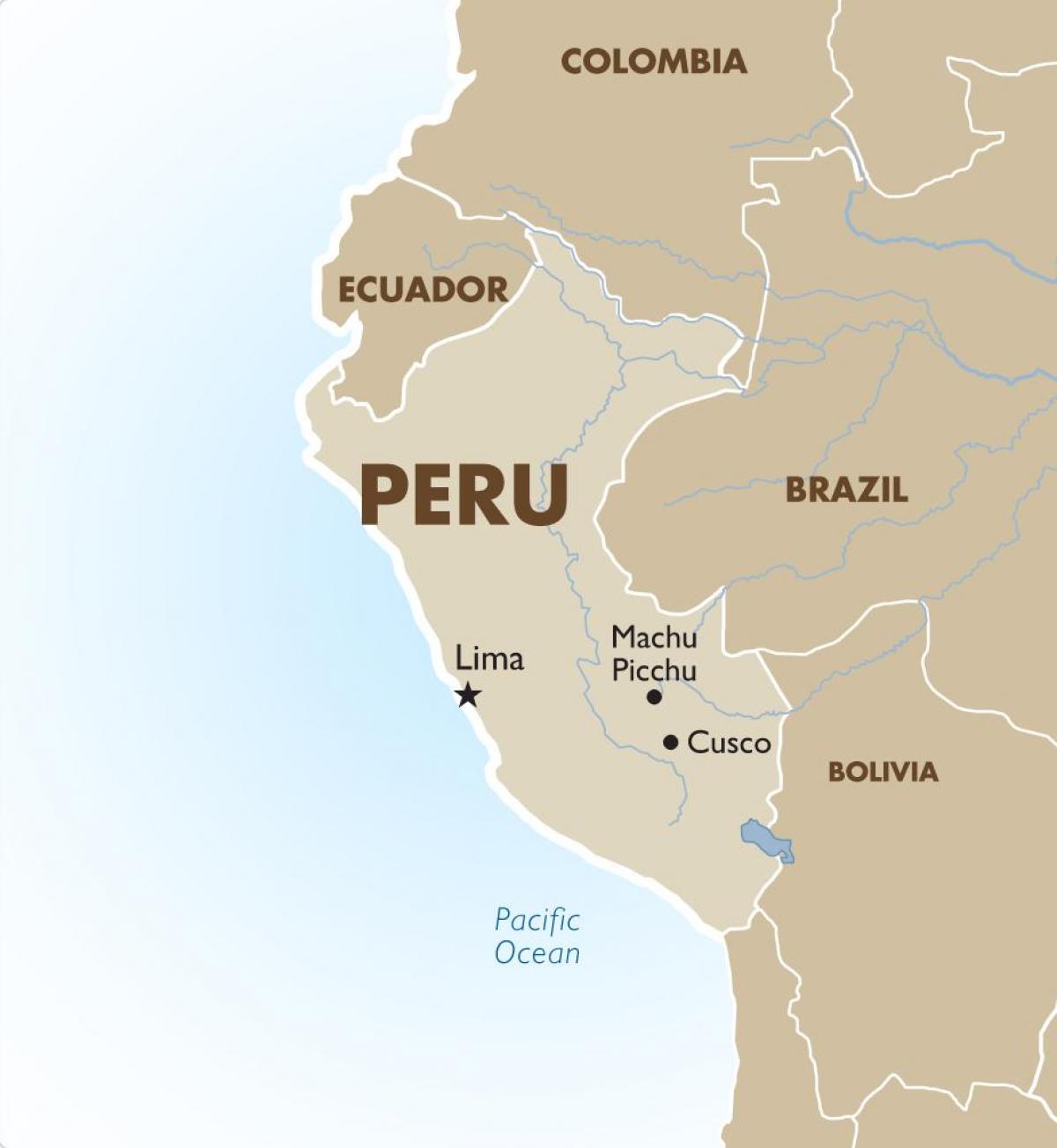mapa do Perú e os países veciños