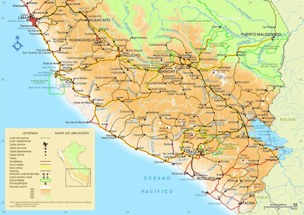 mapa do sur de Perú
