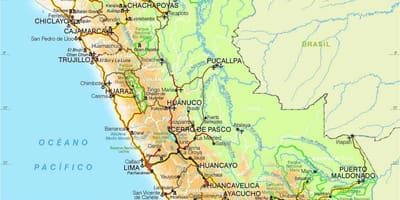 Cordilleira dos Andes de Perú mapa