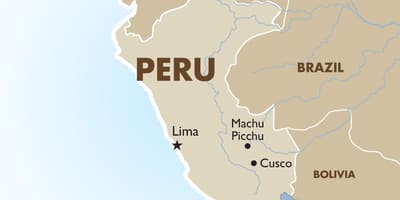 Mapa do Perú e os países veciños